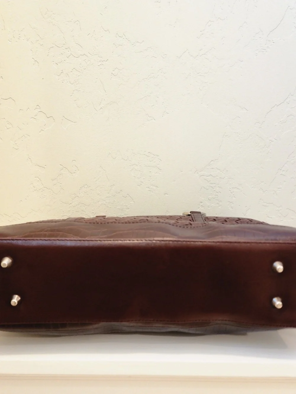 Coldwater Creek Hampton Computer Bag Brown Woven Faux Leather Office Work